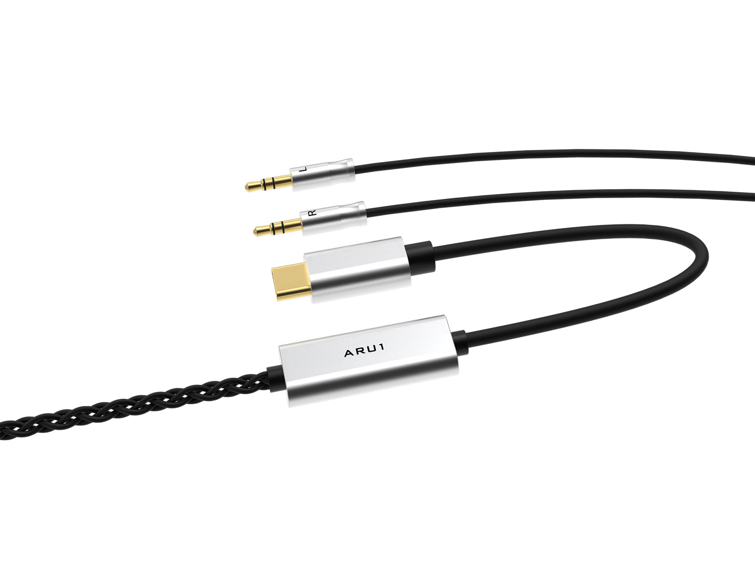 Aune ARU 1 USB-C dongle DAC headphone cable in silver