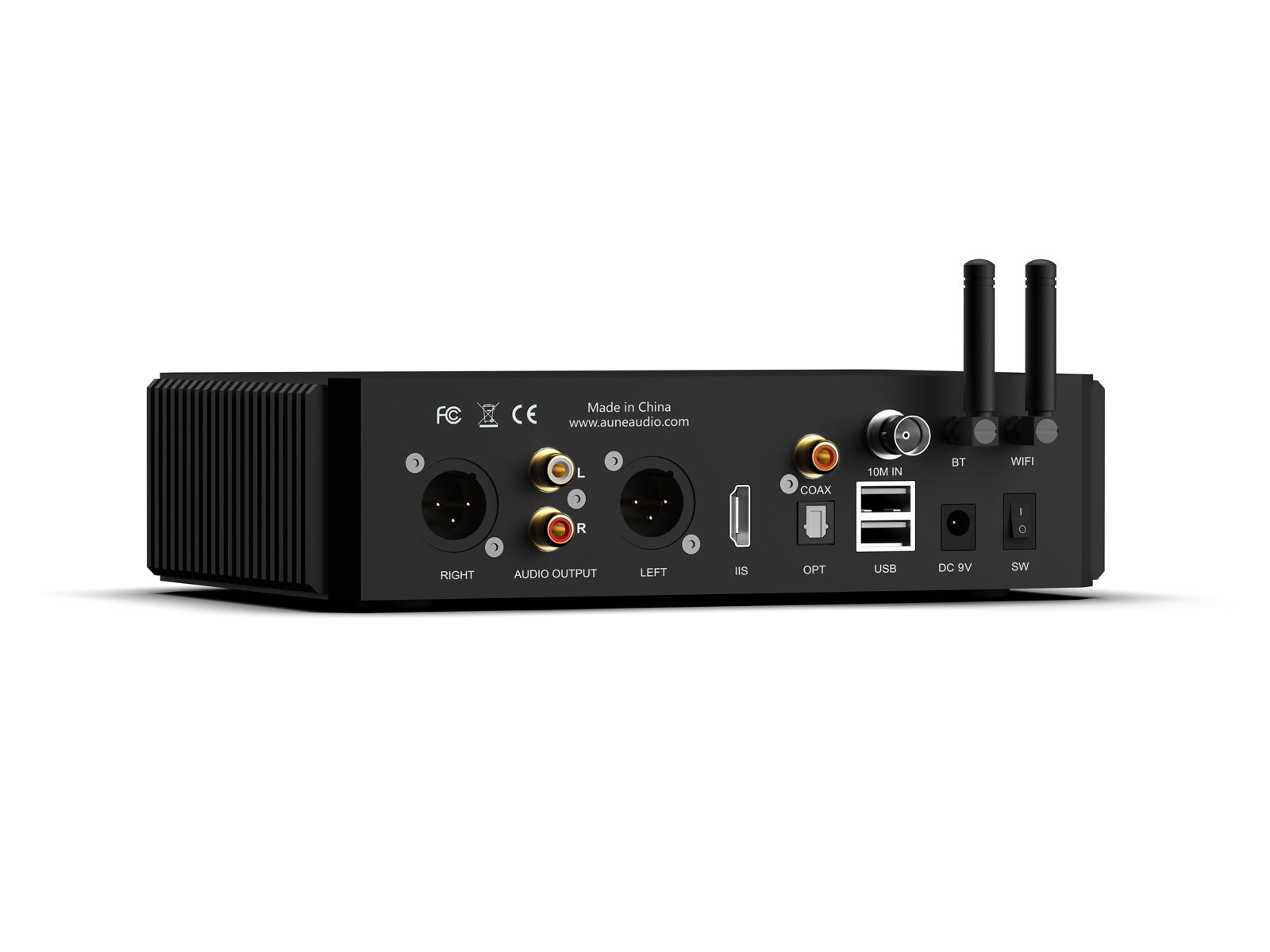 Aune N5 EVO streaming music player rear panel showing outputs