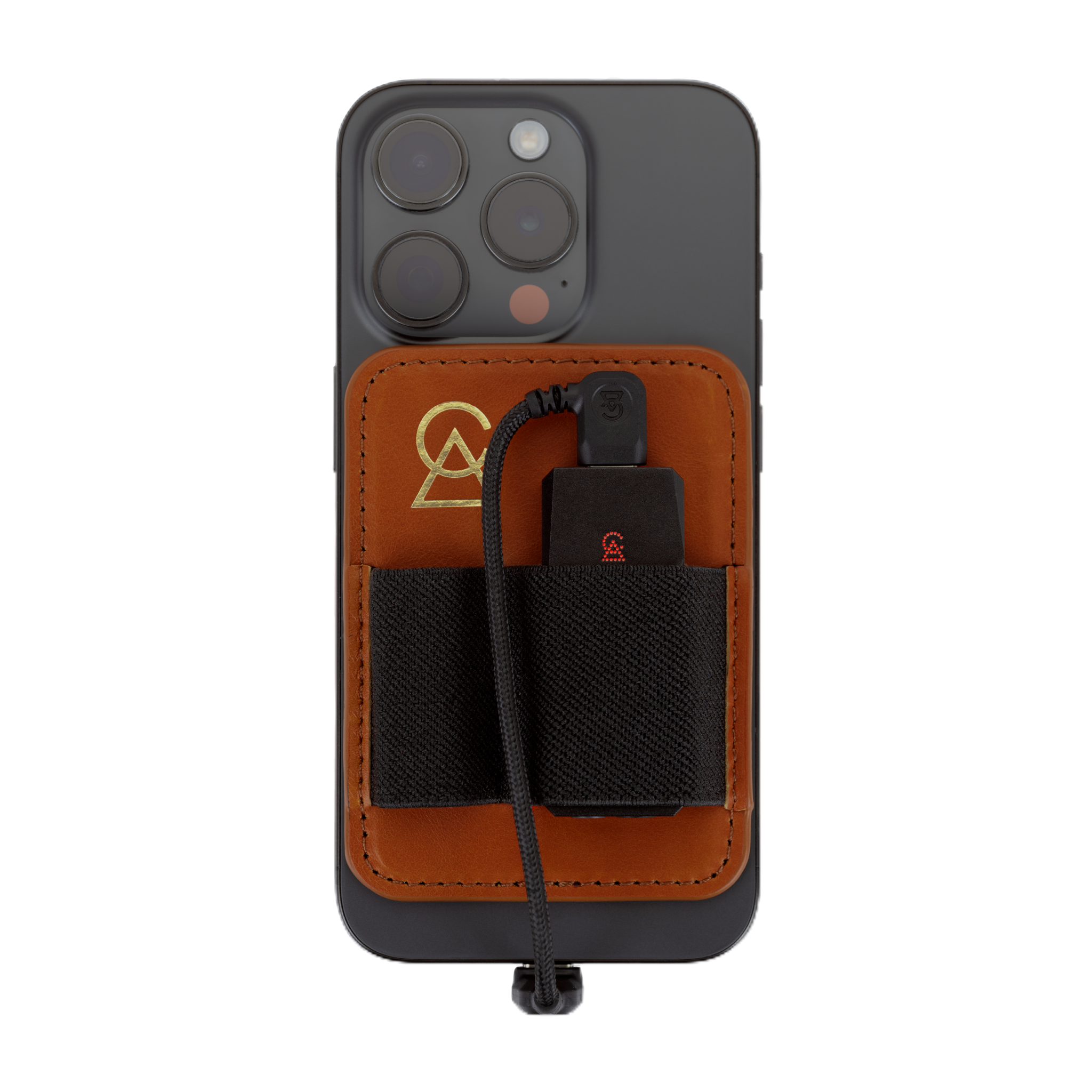 Campfire Audio Relay attached to phone with Portable Mag Wallet