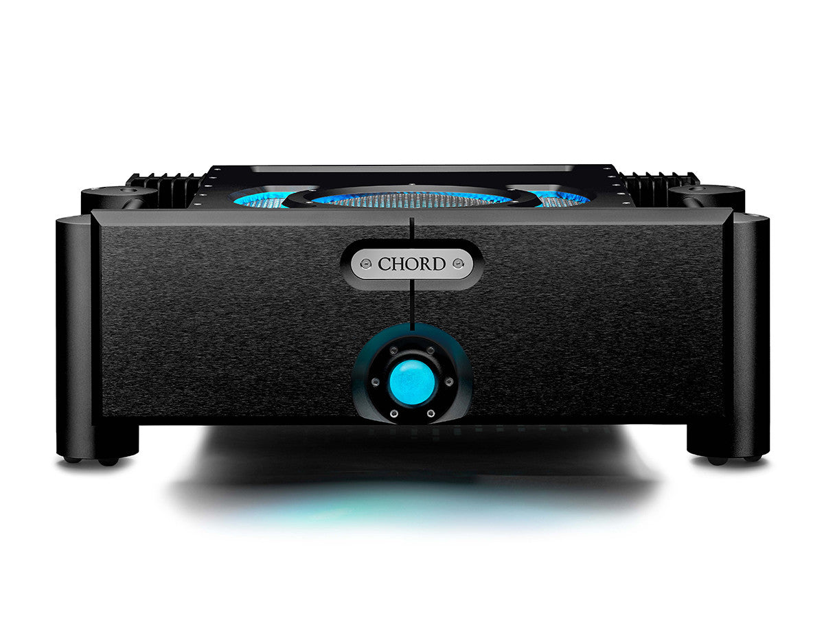 Chord Ultima 6 stereo power amplifier, front view in black