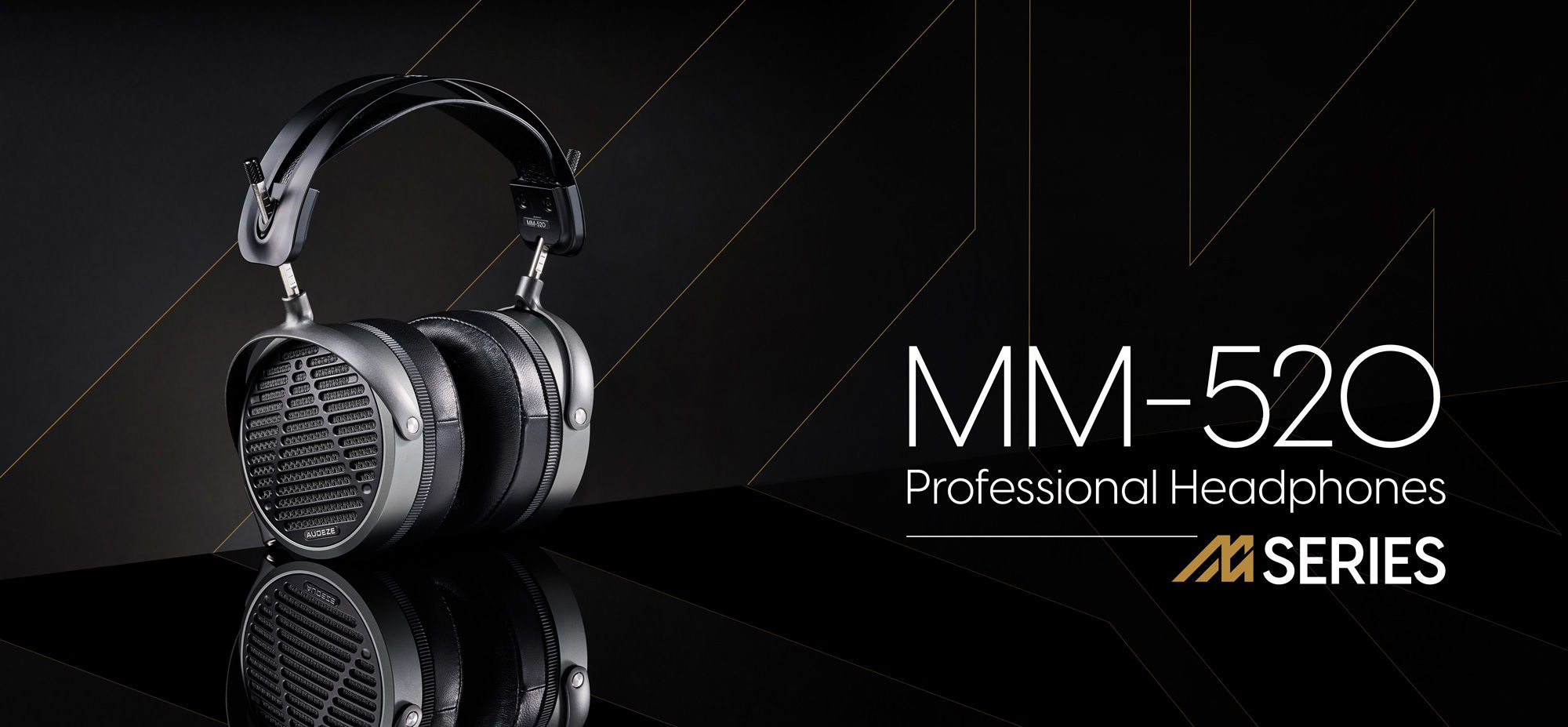Audeze MM-520 professional planar headphone shown on a dark background