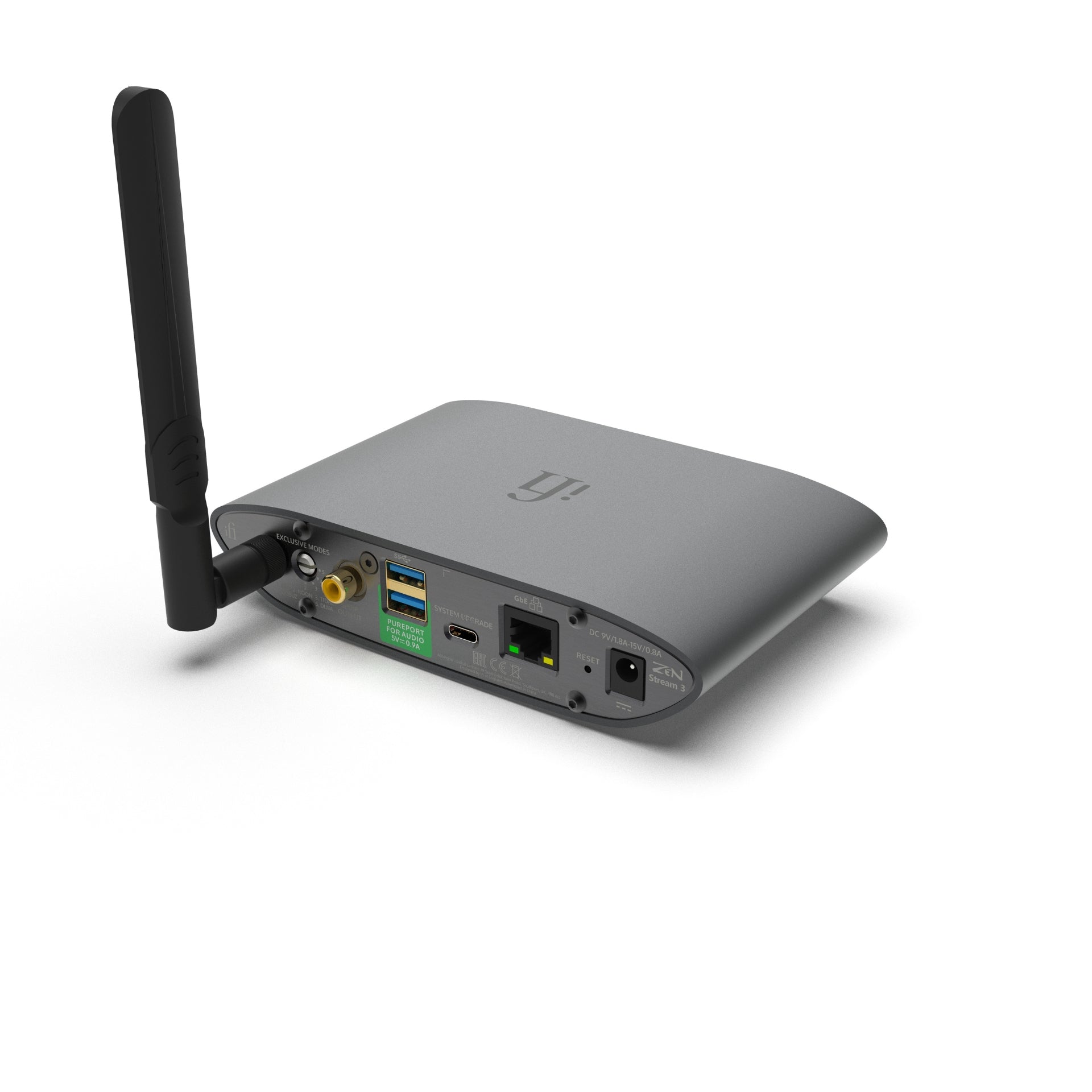 iFi ZEN Stream 3 rear panel with USB-A and coaxial outputs and Ethernet