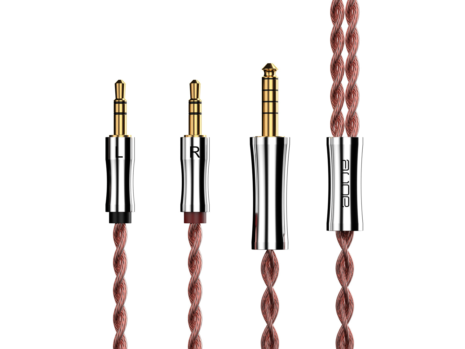 Aune AR3 cable showing 4.4mm Pentaconn plug and dual 3.5mm connectors