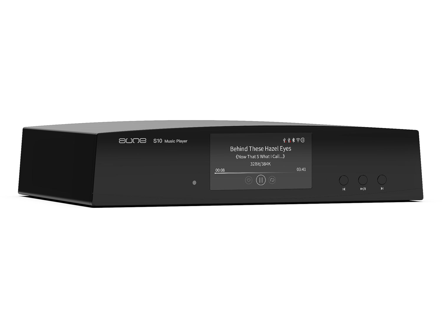 Aune S10N network streaming music player in black, front view