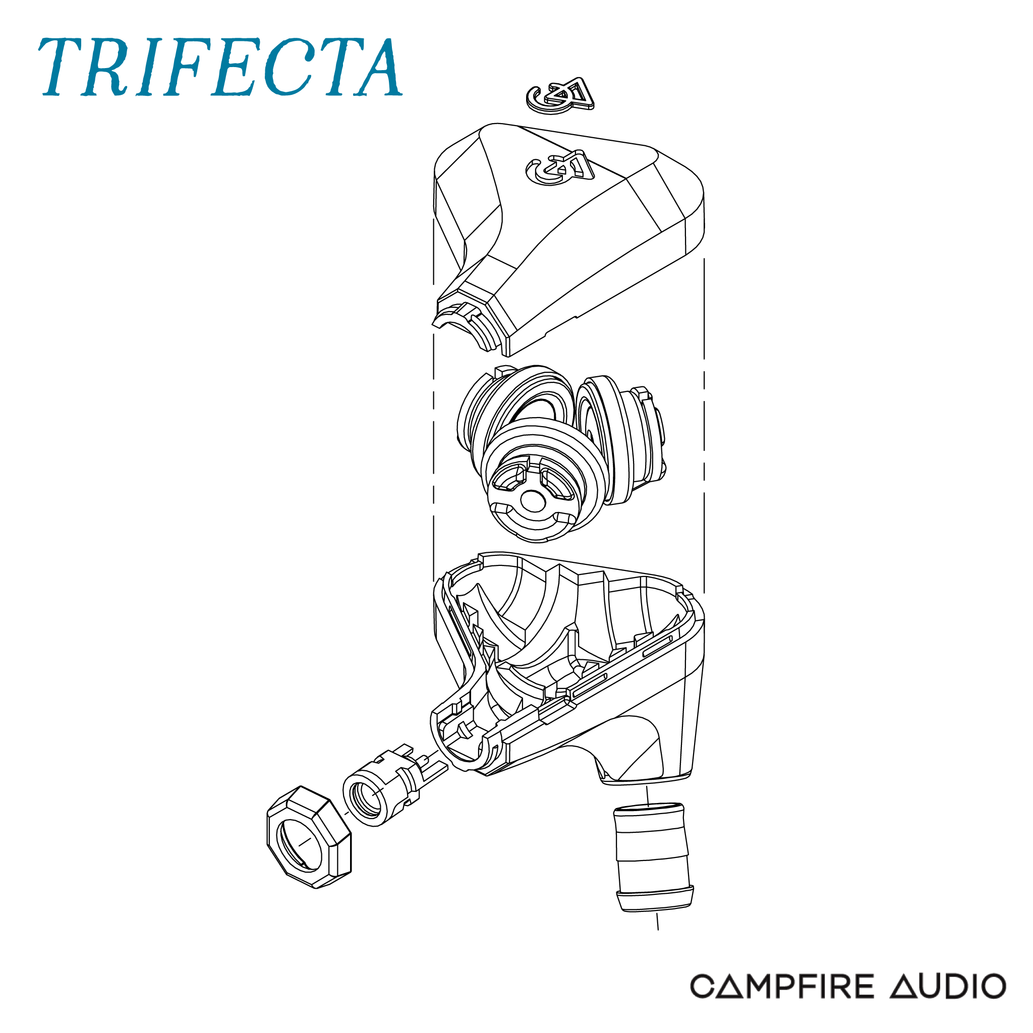 Campfire Audio Trifecta internal triple-driver acoustic chamber diagram